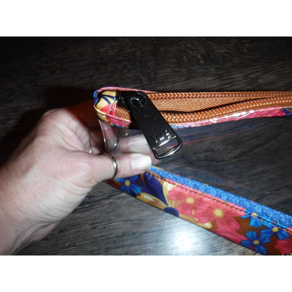 Lug Clear Floral Makeup Cosmetic Travel Pouch Bag Zipper Closure - Picture 4 of 7